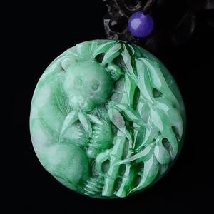 翡翠綠熊貓3000一條圖片【帝王綠翡翠熊貓吊墜】