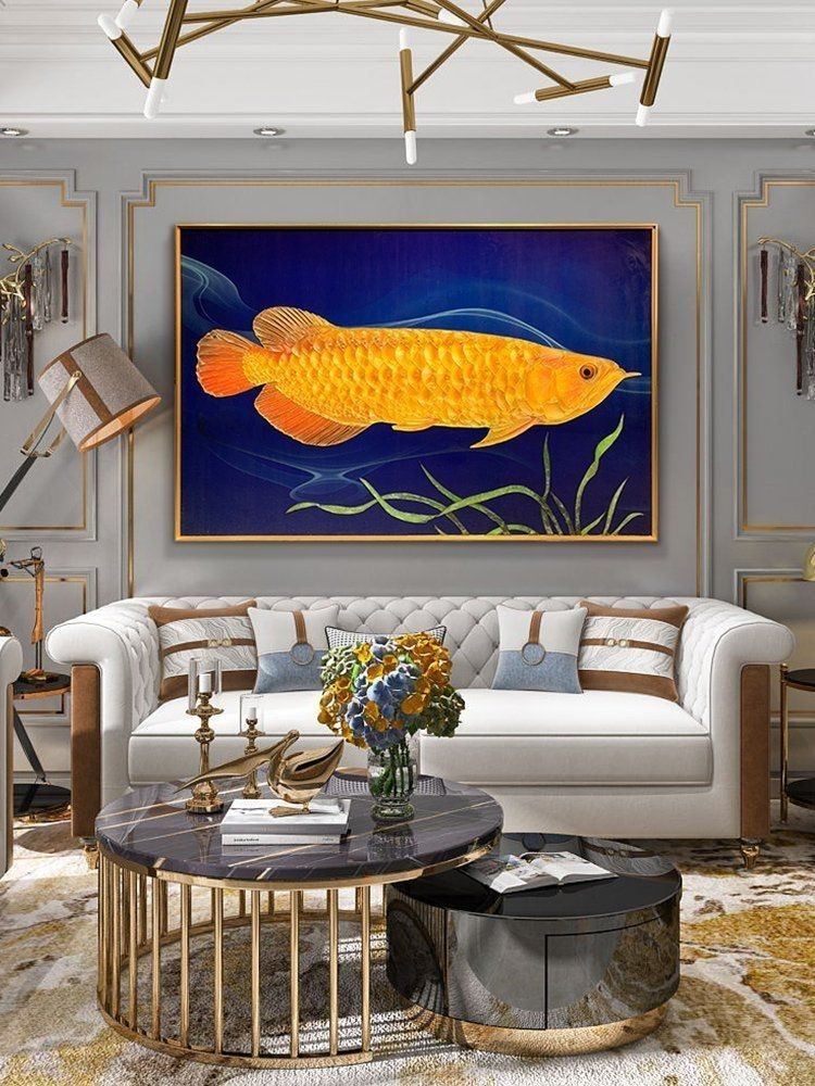 金龍魚高清圖片可以做什么用？【金龍魚掛畫讓家更有格調(diào)的秘密淘寶網(wǎng)金龍魚擺件寓意深】
