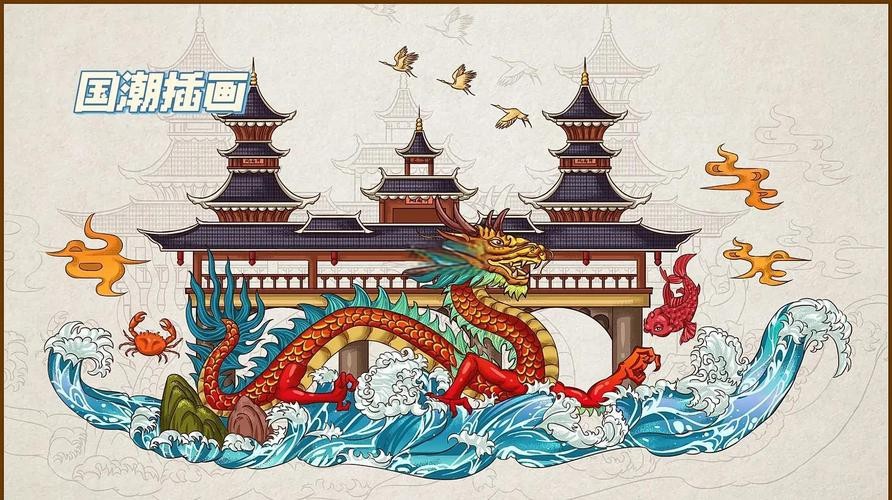 國潮風格的金龍插畫有哪些？【國潮風格的金龍插畫融合了傳統與現代元素，展現出獨特魅力】