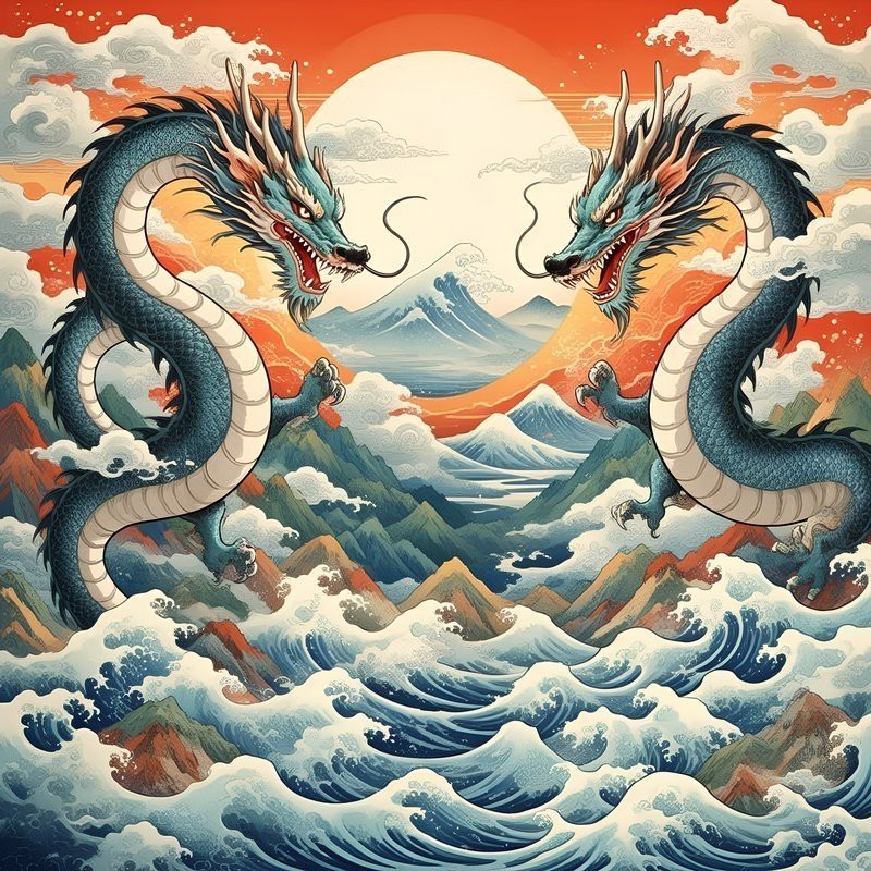 能提供幾張道之雙龍圖片嗎？【“道之雙龍”的概念融合了哲學與想象的邊界】
