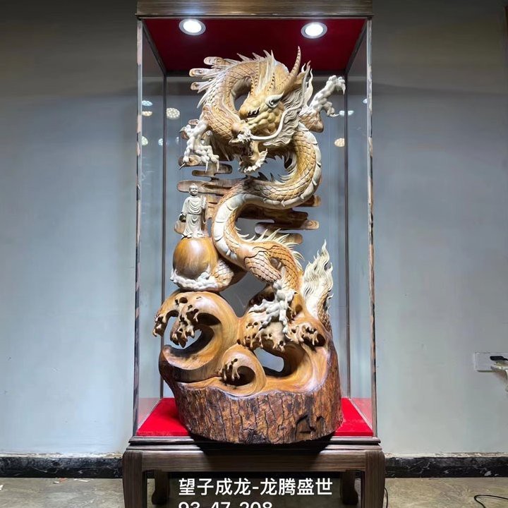 根雕260高的九龍擺件【九龍根雕擺件鑒賞，九龍根雕藝術的巔峰之作令人嘆為觀止】