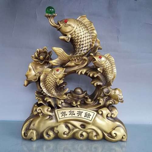 純銅龍頭魚擺件圖片
