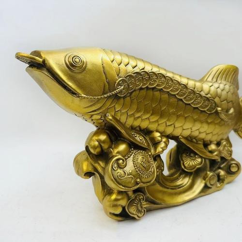 純銅龍頭魚擺件圖片