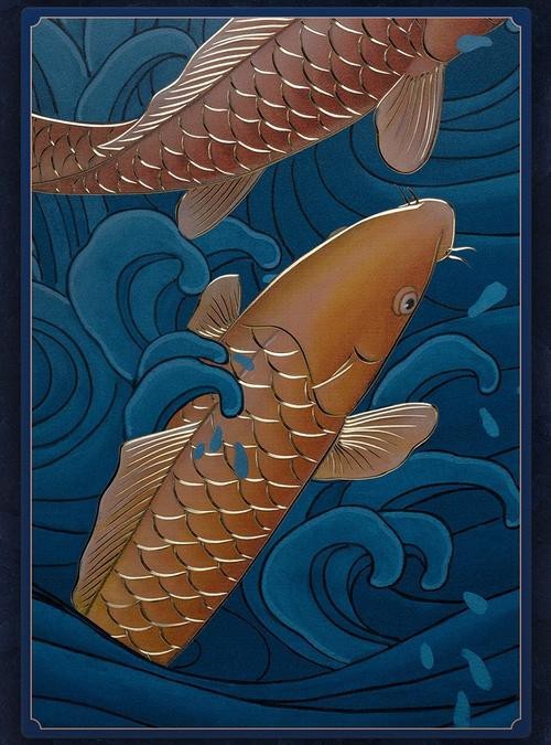 紅龍魚金龍魚壁畫圖片