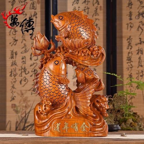 木雕各種魚類雕塑圖片