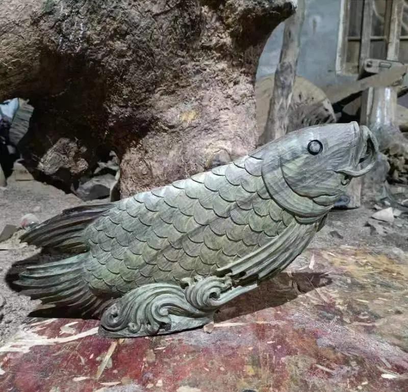 木雕各種魚類雕塑圖片