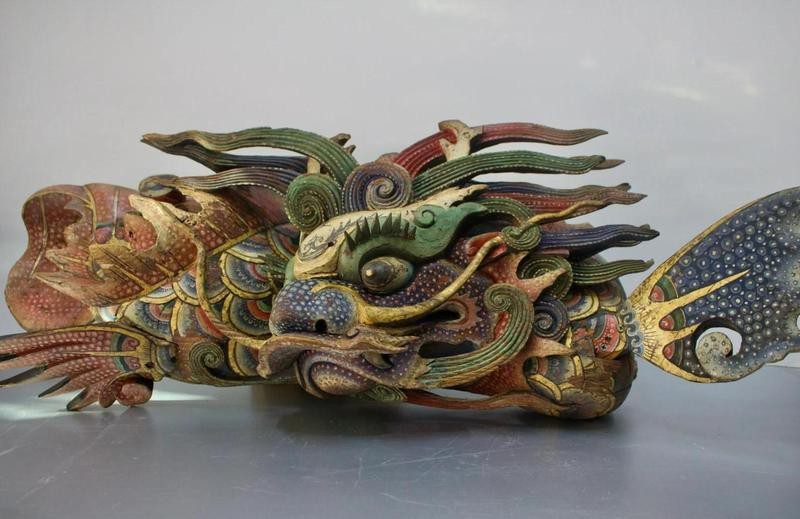 木雕龍魚擺件