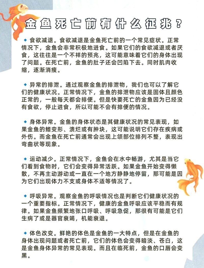 金魚擋災(zāi)的10個(gè)跡象