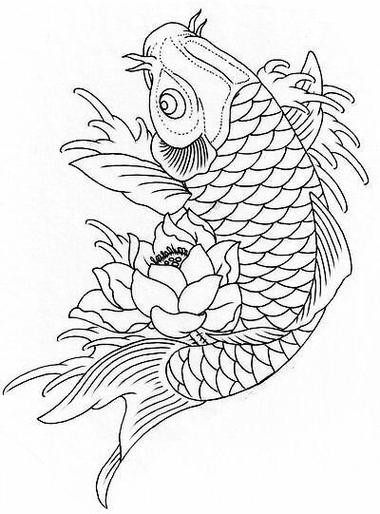 推薦一些國潮風格的金龍魚線描圖片
