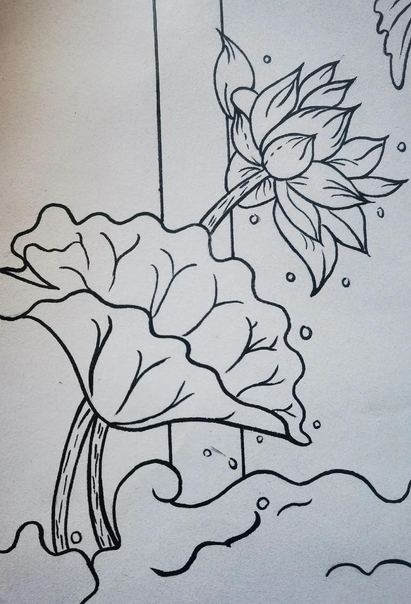 推薦一些國潮風格的金龍魚線描圖片
