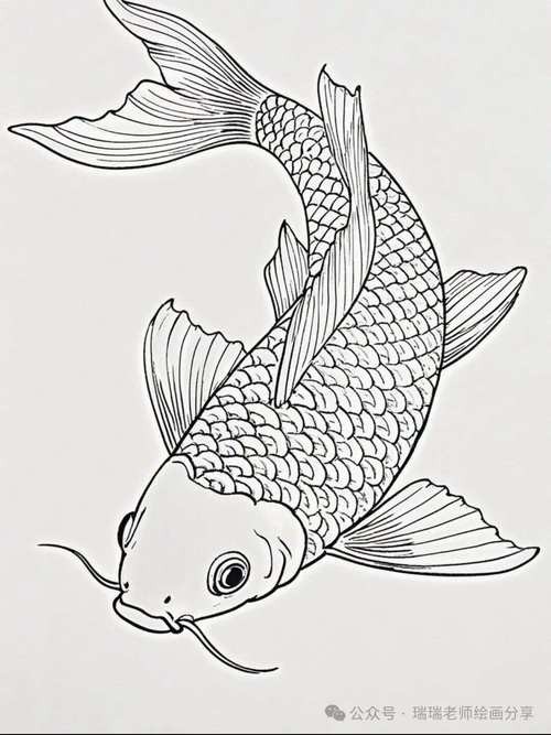 推薦一些國潮風格的金龍魚線描圖片