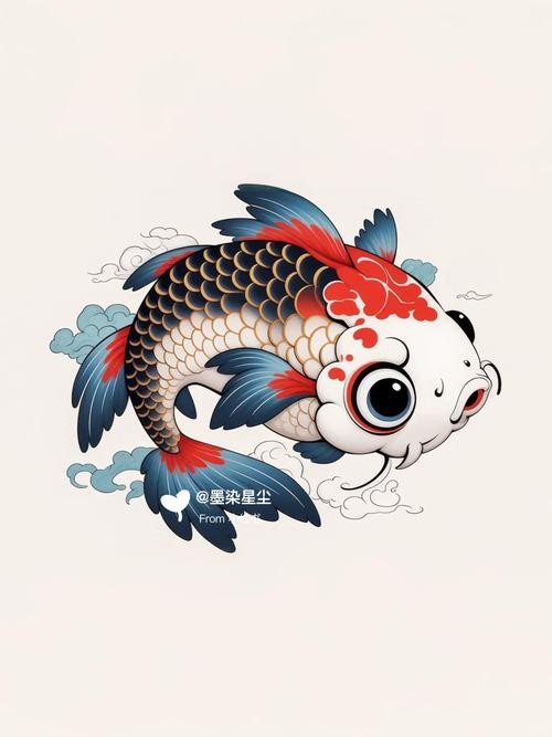 推薦一些國潮風格的金龍魚線描圖片