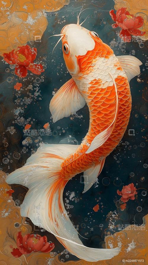 推薦一些國潮風格的金龍魚線描圖片