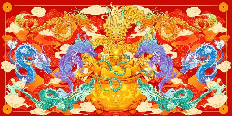 有沒有聚財(cái)金龍的插畫作品？