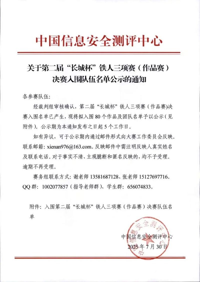 長城杯評審名單最新消息