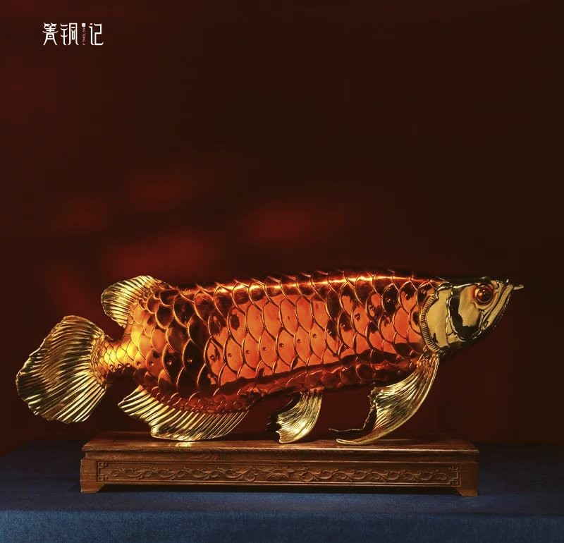 實木木雕金龍魚擺件