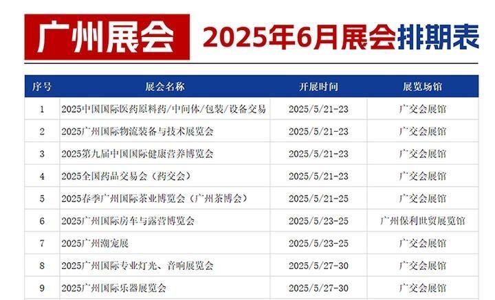 如何獲取廣州未來展會的詳細排期？