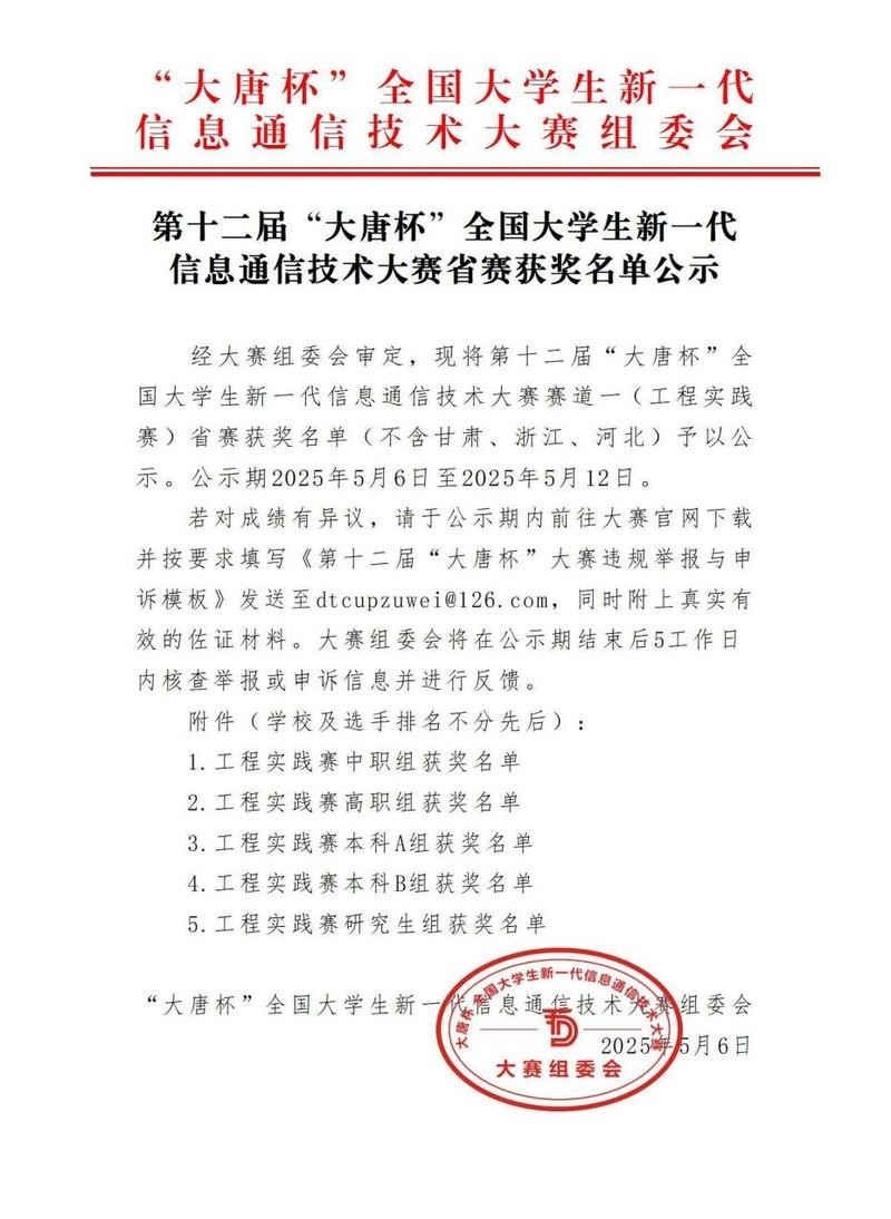 大唐杯比賽有哪些獎(jiǎng)項(xiàng)？