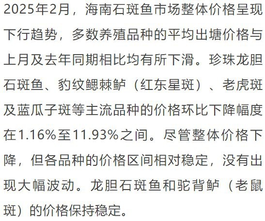 石斑魚價格表