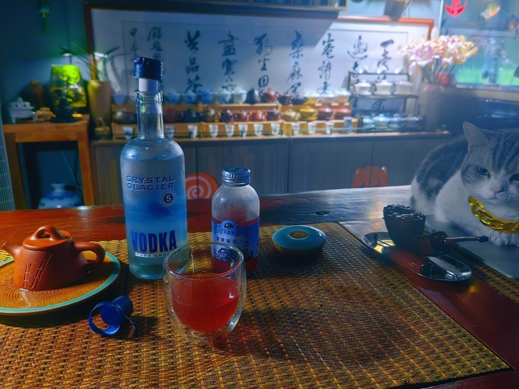 夜深，調酒獨斟…… 杯中琥珀流光，百合芬芳盈袖，孑然獨坐，對貓而酌……杯盞相影，冰塊與酒同泛，心情共夜色齊哀，嘆德國之逆旅，感世事之無常，每一盞盡處，喟然歐元之匯率……