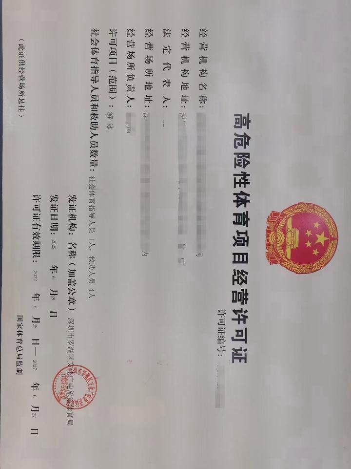 水上項目經營許可證