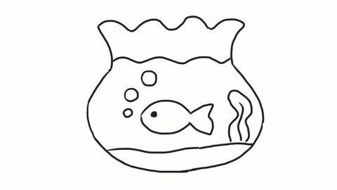 畫魚缸的簡(jiǎn)筆畫（畫魚缸簡(jiǎn)筆畫的基本步驟：金魚魚缸簡(jiǎn)筆畫的基本步驟）
