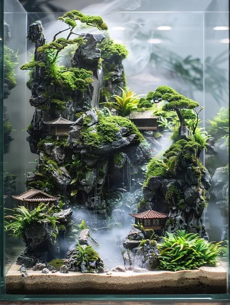 有沒有更多自然風(fēng)格的龍魚缸造景圖？