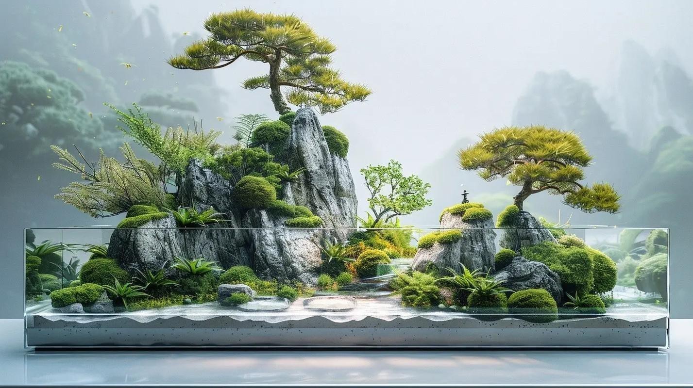 有沒有更多自然風(fēng)格的龍魚缸造景圖？