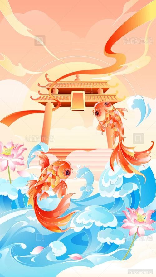 龍魚背景圖片大全大圖可愛卡通