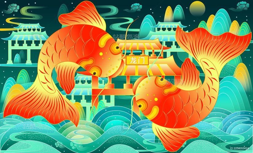 龍魚背景圖片大全大圖可愛卡通