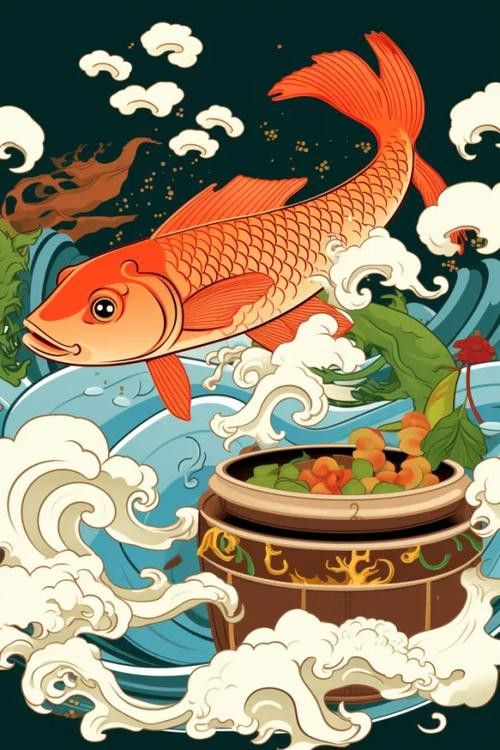 有沒有更多簡潔風格的紅龍魚頭像？