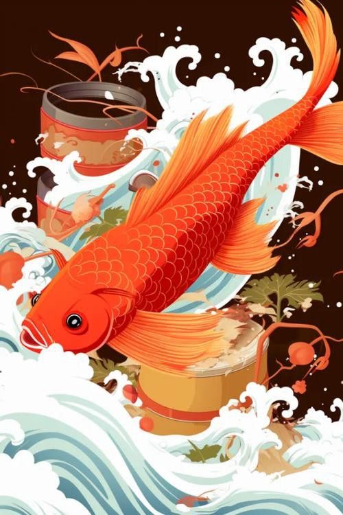 有沒有更多簡潔風格的紅龍魚頭像？