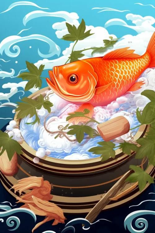 有沒有更多簡潔風格的紅龍魚頭像？