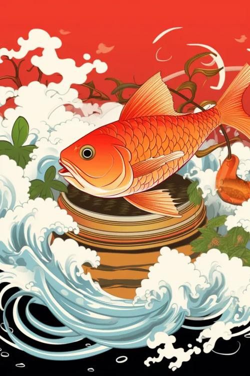 有沒有更多簡潔風格的紅龍魚頭像？