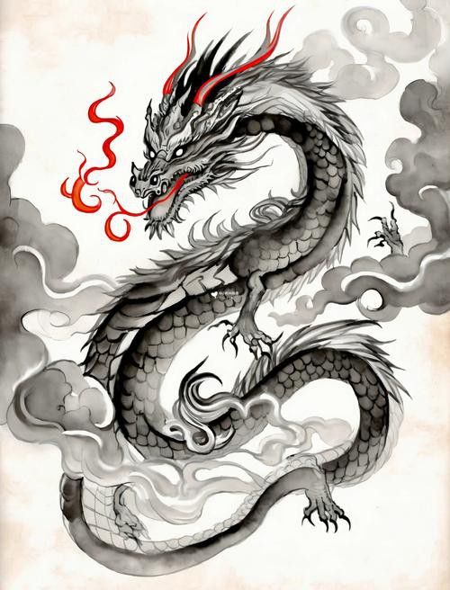 還有哪些畫作中的龍頭朝向右側？