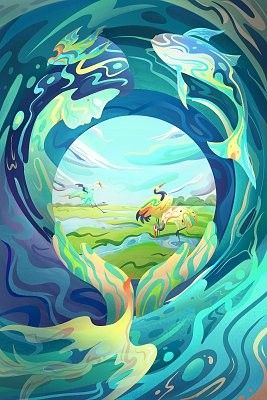 龍魚背景圖片大全可愛卡通版