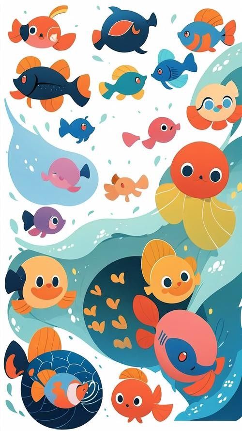 龍魚背景圖片大全可愛動漫版