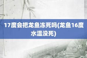 金龍魚溫度多少度會凍死（金龍魚的適宜水溫范圍）