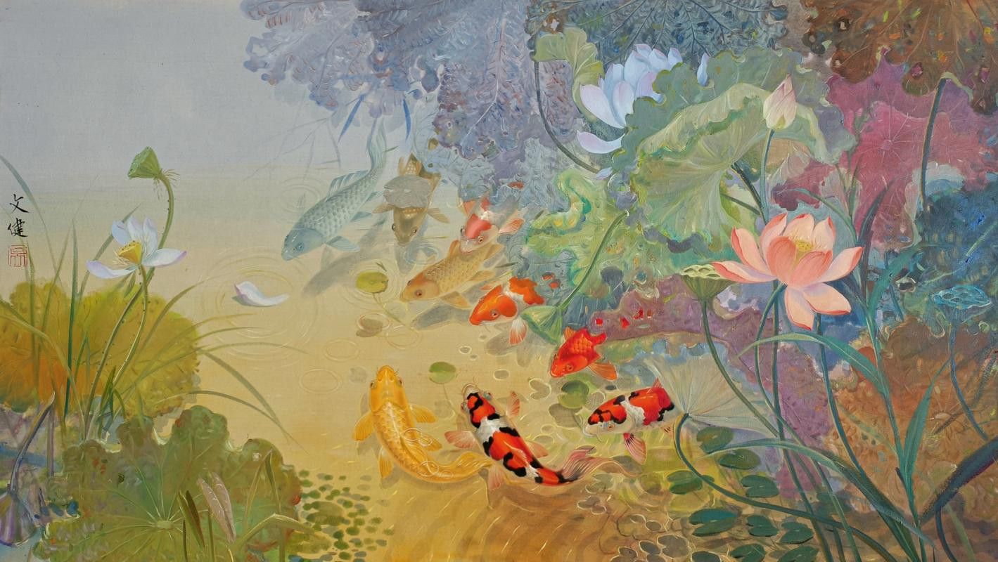 金龍魚立體畫圖片