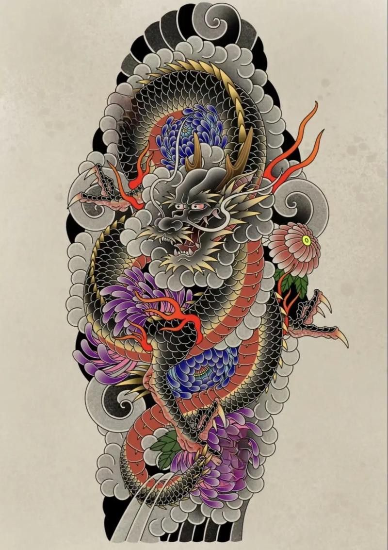 能推薦一些紅龍紋身手稿嗎？