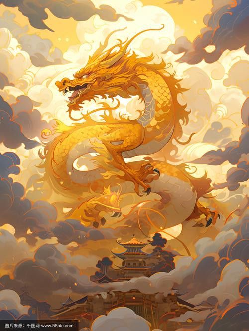 有沒有更多國潮風格的金龍圖片？