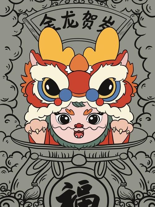 有沒有更多國潮風格的金龍圖片？