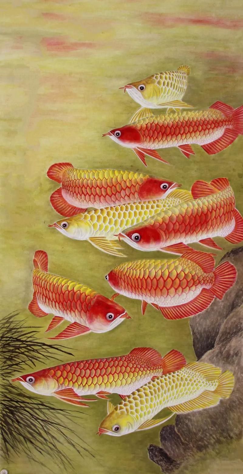 國畫金龍魚圖片大全大圖視頻