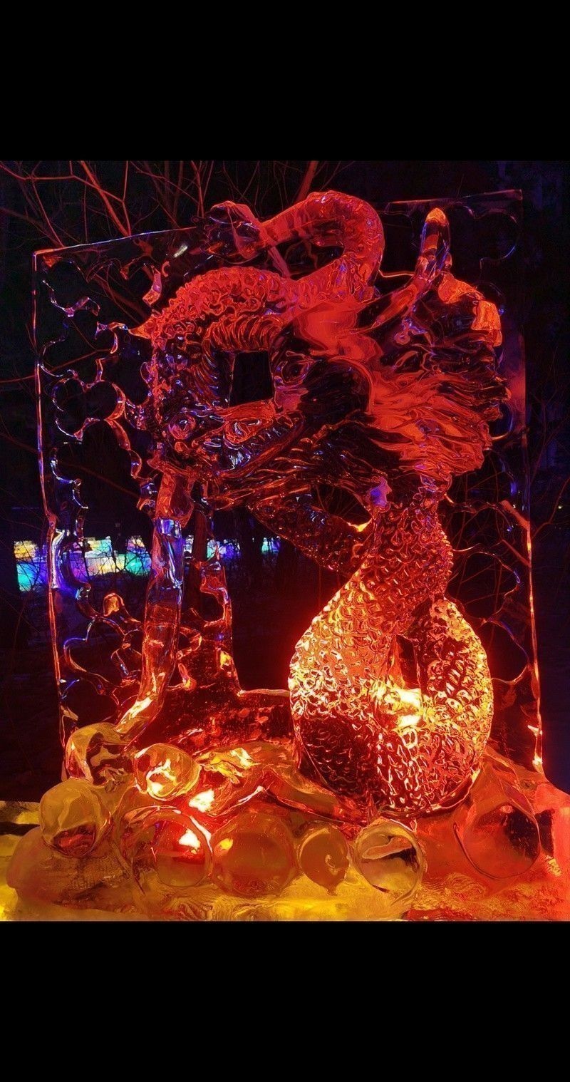 能給出幾張冰雕龍圖片嗎？