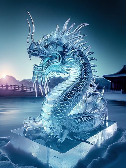 能給出幾張冰雕龍圖片嗎？