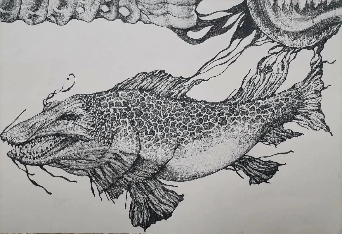 銀龍魚圖片大全素描畫