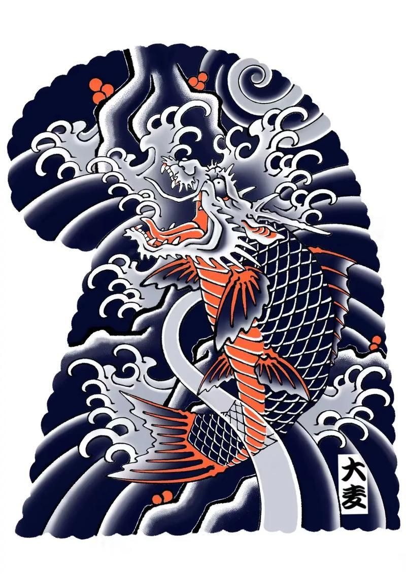 龍魚紋身圖案100個圖片