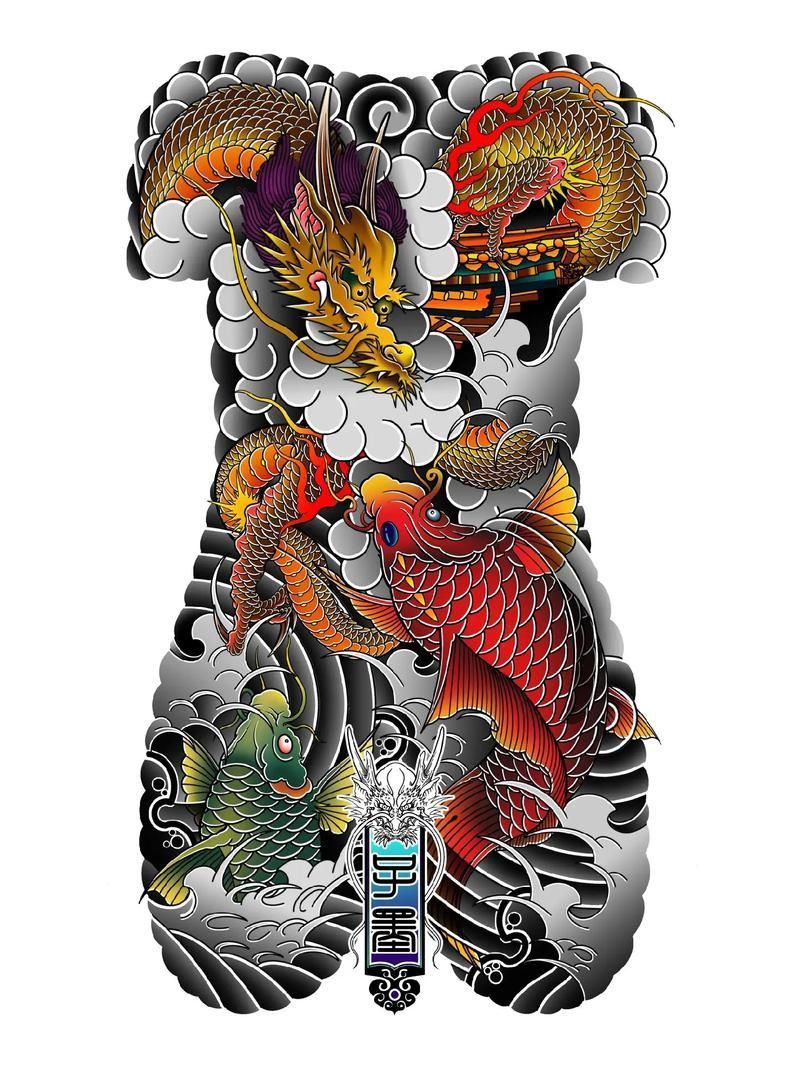 龍魚紋身圖案100個圖片