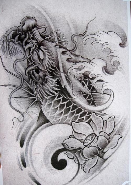 龍魚紋身圖案100個圖片