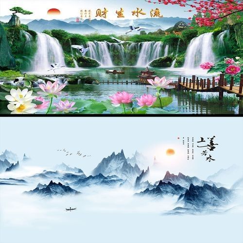 龍魚缸背景適合什么畫